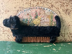 Antique black mohair dog brush