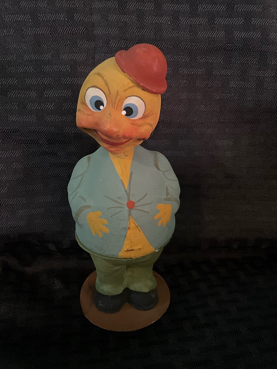 Vintage bobble head veggie man candy container. Standing just shy of 7”, his colors are GORGEOUS! Look at this face! ~ $275