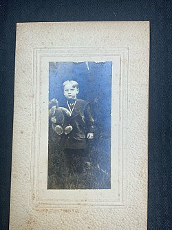 Cabinet photo boy with teddy bear