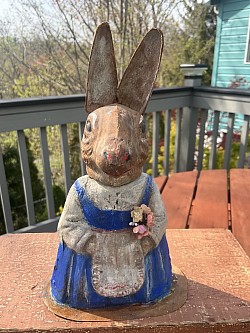 Antique bunny candy container